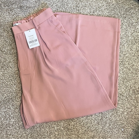 Pink Wide Leg Trousers with Back Elastic Waistband - Picture 4 of 8